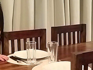 Hot BBW Stepmom, Solo Fans in Slow Motion, in the Dining Room