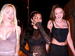 Wild night of interracial lust with three seductive babes