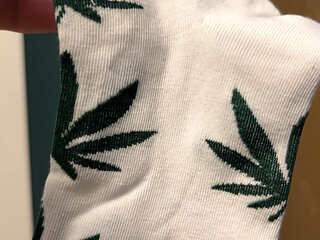 Gay Solo - Green Leaf Socks & White Cotton Fetish in Bedroom