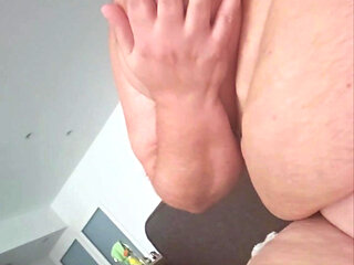 Chubby 150kgs Plays with His Tiny Dick Amd Foreskin. Big Belly Rubbing