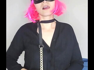 Look how horny I am with my kitty mask and my big natural tits