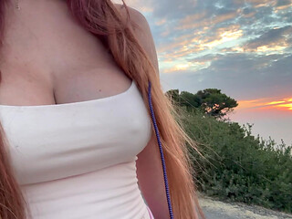 Artemisia Love sexy stroll outdoor in the nature big boobs close up
