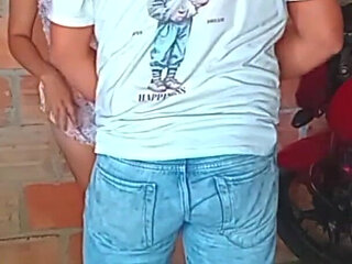 Mechanic Measures the Oil of the Neighbor's Motorcycle