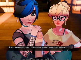 Hooked [ Hentai Game ] Ep.2 GOTH and NERD touch a GIANT COCK for the FIRST TIME in this PORN CASTING !