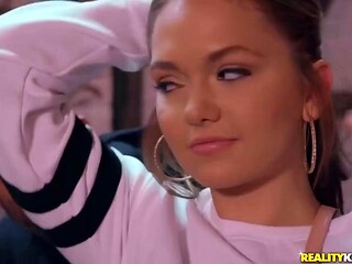 Two Big-Cock Studs Pound Big-Butt Teens in Group Sex