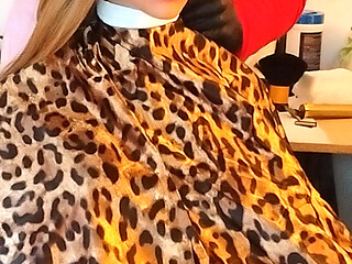 Emma the barberette vinyl shampoo cape show