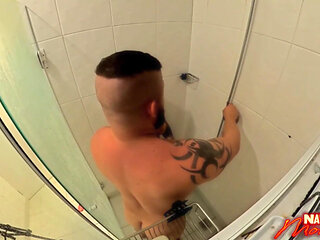 Caio on the Net Taking a Bath! Busty Brunette Riding Hard on a Thick Cock