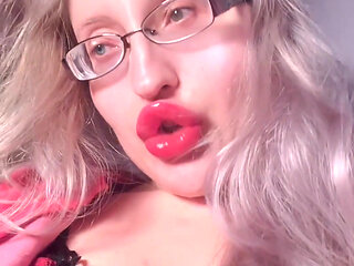 Your Wife Is Nothing Because You in Love with Findom Goaldigger. Edging Ritual in Big Thick Eyeglasses and Red Big Lips.