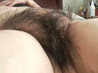 Stepmother showing her hairy ass and very hairy pussy l