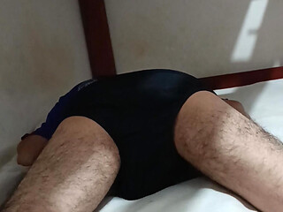 Latin twink fucks pillow in bed