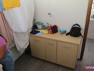 Huge natural breast at the laundry room part 1