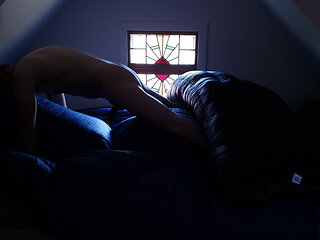 Horny Guy Humping The Bed Until He Cums