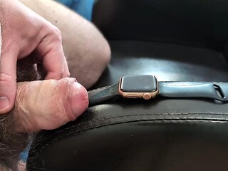 Cumshot on Colombian GF's Apple Watch with Black Band