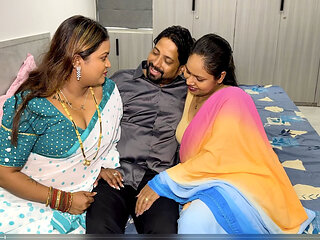 Two wives made a plan together, after today we will both have sex together with our husbands with Hindi Audio