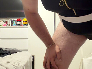 Cock and ball bondage with nipple clamps