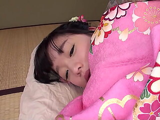 Japanese Petite Geisha gets her first ever old-young creampie fuck in a