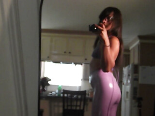 lavender PVC booty filmed with old camera
