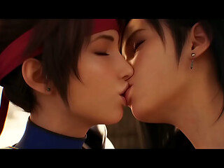 Tifa lockhart x Jessie lesbian kissing remake (Final Fantasy VII /AI generated)