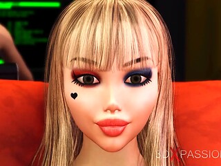 3d dickgirl android plays with a super-sexy young blond in the sci-fi bedroom