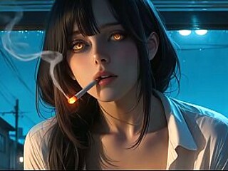 Sexy babe enjoys horny 3D AI-generated sex in the dark office during