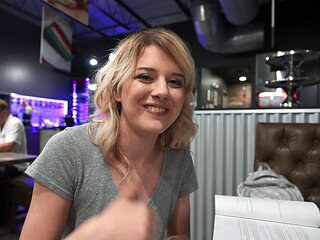 Dez Hansen sucks big black cock and gets fucked in the restaurant