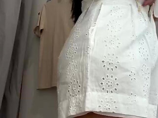 Big Ass Brunette Trying New Clothes at Mall