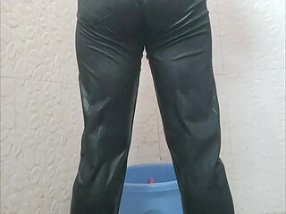 A hard long cock came out of tight pants.