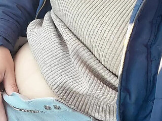 Asian teen with hairy pussy opens up in car then goes outside to piss