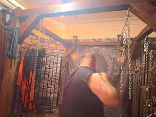 Part 3:- Zar's first session in the dungeon with Lanista Bear including cumshot!