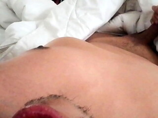 Slowly stroking my uncircumcised cock, full body view. September 26, 2024.