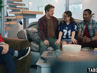 Bbw Stepdaughter Fucks Stepdads Friends During The Game With Leana Lovings And Isiah Maxwell
