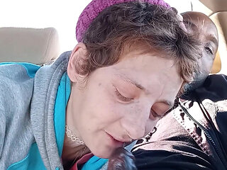 Dirty street whore is drinking my cum for breakfast. MILF