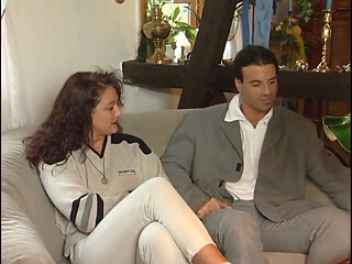 German slut fucking on the sofa