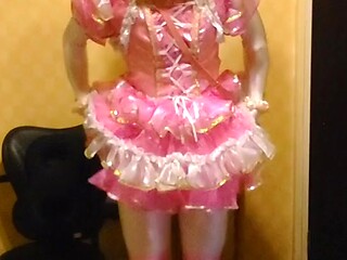Cute cosplaying girl dances with electric vibe and panties
