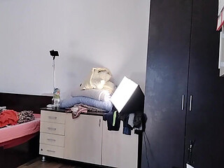 Sexy Latina Tries on and Cuts Clothes. Sexy Latina with Hairy