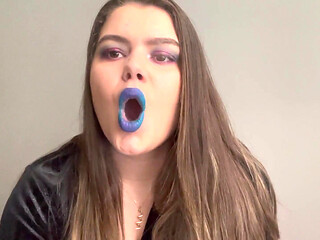 Sexy smoker with blue lipstick