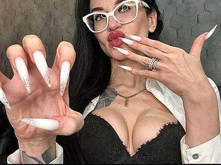 White Long Sharp Nails and Handjobs
