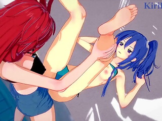 Chris Yukine and Cagliostro and Tsubasa Kazanari and Kanade Am intense lesbian play and futanari sex. - Symphogear Hentai