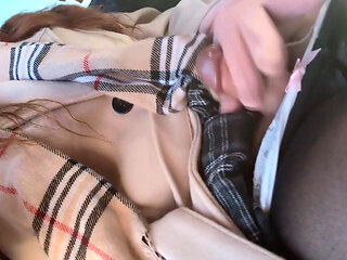 Cute tranny girl masturbation on public bus until cumshot!