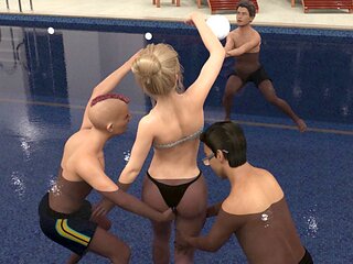 Stepmom in a porn game visual novel with big boobs and immersive gameplay