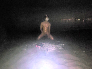 oiled masturbating on nude beach at night