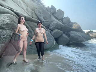 I was caught having completely naked sex on the beach - threesome on the beach