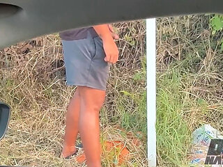 Wanker Jerks in the Car, Pees and Cums on the Street