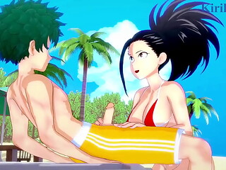 Momo Yaoyorozu and Kyoka Jiro and Izuku Midoriya intense sex. - My Hero Academia Hentai