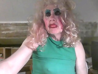 Fuckpig old pansy milf fag slut Sarah humiliatingly displays her  cum stained pink mini skirt, as smokes provocatively