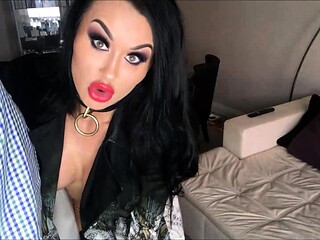 Beautiful Brunette Big Boobs Rides Fake Cock