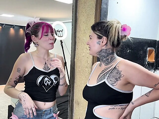 Caught Sucking Friend's Pussy in Shower