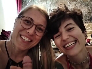 POV Double Blowjob with Natalie and Thea