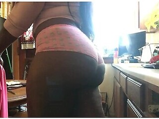 Ebony Big Booty In Kitchen