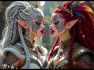 Beautiful Elves Princess Kissing, Ai Animation